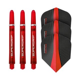 Harrows Twin Pack 3 Flights+3 Shafts Medium red