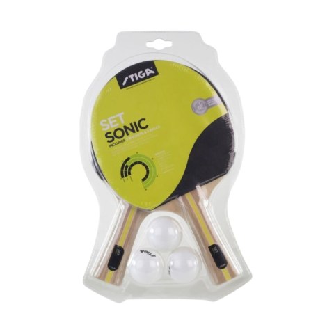 Zestaw rakietek do ping ponga Stiga Set Sonic 2 rakietki 3 piłki