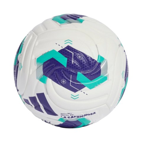 Piłka nożna adidas Queens League mini biało-fioletowo-zielona KE8233