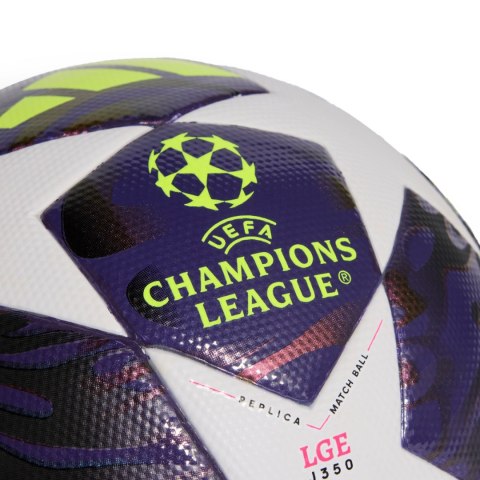 Piłka nożna adidas UCL 25/26 Final League J350 fioletowo-biała JX9098