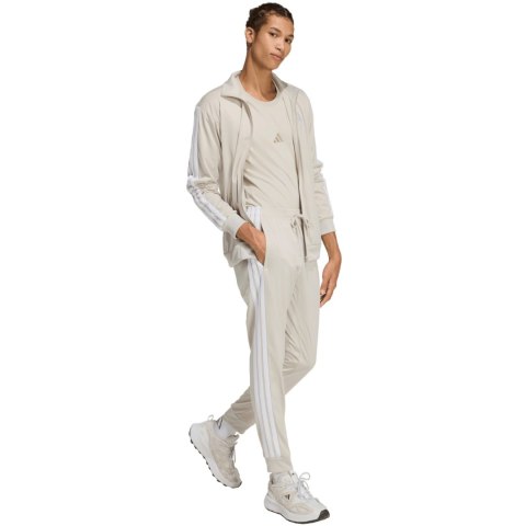 Spodnie męskie adidas 3-Stripes Tricot Regular Tapered beżowe JY7721