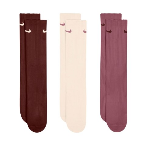 Nike Skarpety Nike Everyday Cushioned Crew 3 pary brązowe, beżowe, różowe SX7664 915