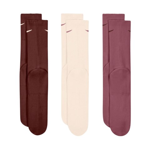 Nike Skarpety Nike Everyday Cushioned Crew 3 pary brązowe, beżowe, różowe SX7664 915